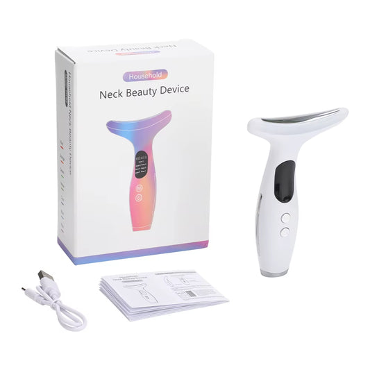 Neck Face Beauty Device 7 Color LED Lights Neck Beauty Vibration Massage Reduce Double Chin Anti-Wrinkle Facial Lifting Massager