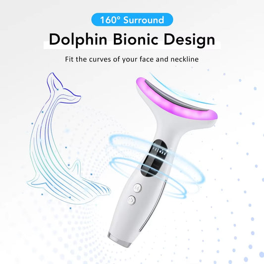 Neck Face Beauty Device 7 Color LED Lights Neck Beauty Vibration Massage Reduce Double Chin Anti-Wrinkle Facial Lifting Massager